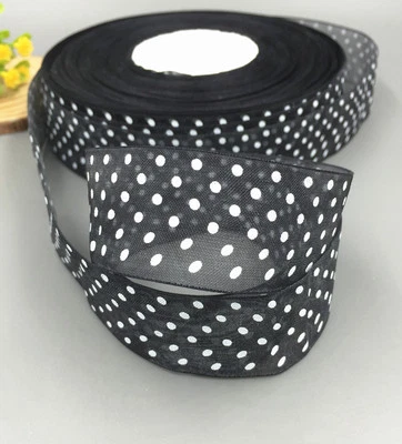 100 Yards 25mm Dot Satin Edge Sheer Organza Ribbon Bow Craft Wedding Diy  - Image 1 of 4