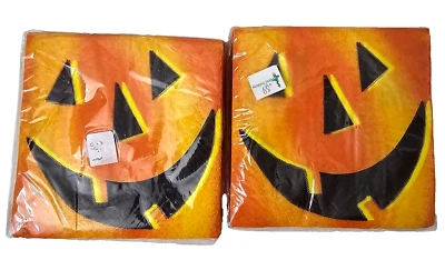 Halloween Paper Napkins Jack o Lantern Sharla Fults Pumpkin Party Square 2 pkgs - Image 1 of 3