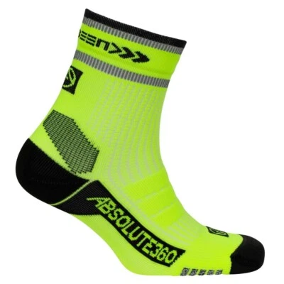 Absolute 360 Performance Running Socks Quarter Crew Neon Yellow - Image 1 of 2