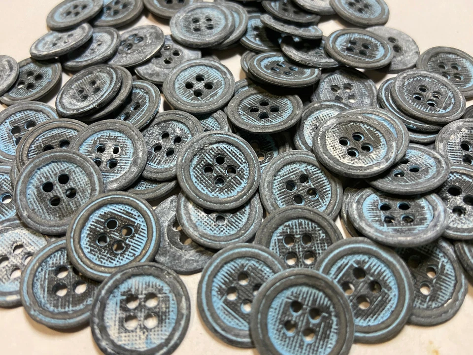 Vintage Metal Button Pewter/Dusty Blue Patina Finish 18mm 4hole - Image 1 of 1