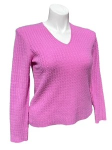 Suéter Ann Taylor 100 % dos capas de cachemir tejido con cable cuello en V para mujer talla M - Imagen 1 de 8