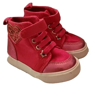 Little Girl Pink Hightop Sneakers Tennis Shoes w Sparkle Heart Sz 4 Gymboree - Picture 1 of 10