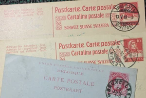 POSTCARD SWITZERLAND BELGIUM 1885 1916 1918 DAVOS LEYSIN BRUSSELS - Picture 1 of 7