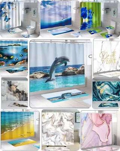 Waterproof Polyester Fabric Bathroom Shower Curtain 3D Panel Print With 12 Hooks - Picture 1 of 14