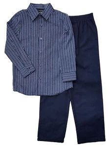 Boys 2 Piece Black & Blue Holiday Dress Shirt And Pants Set Size 6 - Picture 1 of 2