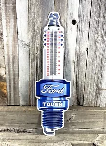 Ford Tough Spark Plug Thermometer 17" Metal Aluminum Sign Garage Bar Truck New - Picture 1 of 3