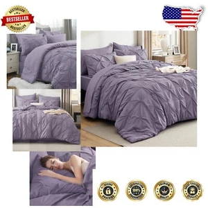 Gorgeous Geometric 7-Piece Grayish Purple Comforter Set - Full Size Gift Idea - Picture 1 of 11