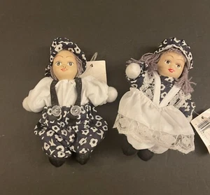 Vintage handgefertigte niederländische Mädchen & Junge Puppe traditionelles Kleid alte Kleidung blond 5,5 Zoll - Bild 1 von 8
