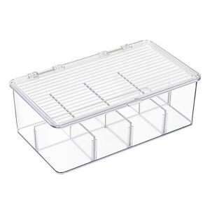 Plastic Tea Bag Organizer Storage Box w/ 8 Compartment & Hinge Lid - Clear