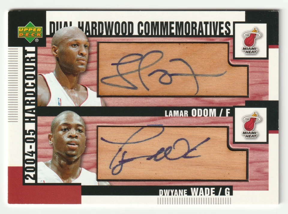 Dwyane Wade Lamar Odom HC2-OW Dual Auto 2004-05 Upper Deck Hardcourt Hardwood - Image 1 of 2