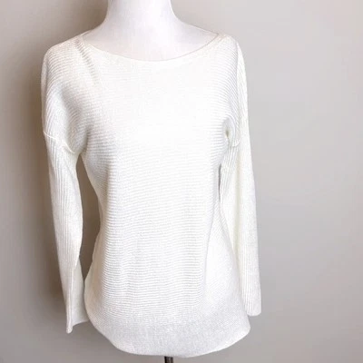Suéter Ligero Theory Marfil Crema Cuello Barco Mezcla Lino Mediano Foto 1 de 4