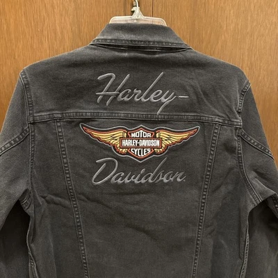 Harley-Davidson Women Faded Black Denim Jacket, Size Large, New With Tags! 🔥 - Image 1 of 4