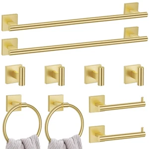 10 Pieces Brushed Gold Towel Bar Set, 23.6 Inch Bathroom Accessories Set SUS3... - Bild 1 von 7