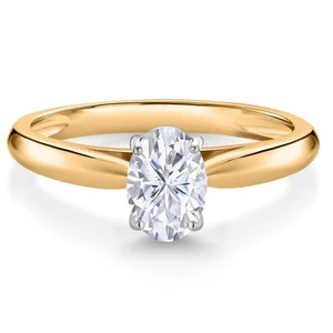 10K Yellow Gold White Moissanite Solitaire Engagement Ring For Women (0.90 - Picture 1 of 5