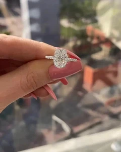 3Ct Oval IGI Certified Lab Grown Diamond Anniversary Ring In 14k White Gold - Picture 1 of 5