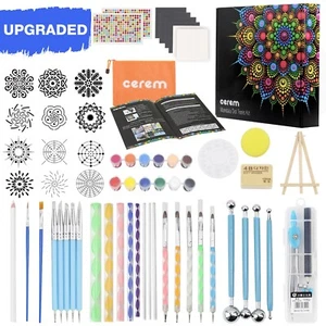 Mandala Dotting Tools Kit w Acrylic Paints & Reusable Stencils, Dot Art Supplies - Picture 1 of 9
