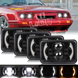 4PCS 4x6"inch LED Headlights For Ford Mustang 1979 1980 1981 1982 1983 1984-1986 - Picture 1 of 14