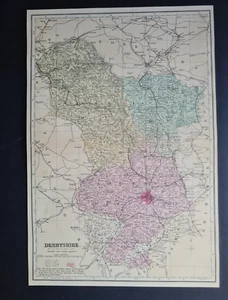 Mapas antiguos de 1881 - Derbyshire - Derby - Chesterfield - Bacon / Weller - Imagen 1 de 9