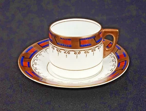 Antique Kuznetsov Russian Imperial Porcelain Demitasse Cup Saucer Tsarist - Picture 1 of 6