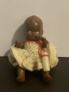 Vintage ‘Germany’ African American Jointed Baby Doll 5” Composition - Picture 1 of 11