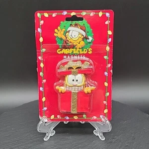 VTG Garfield Glitter Present Magnet Christmas Cat Comic 1996 NEW Holiday Cartoon - Picture 1 of 6