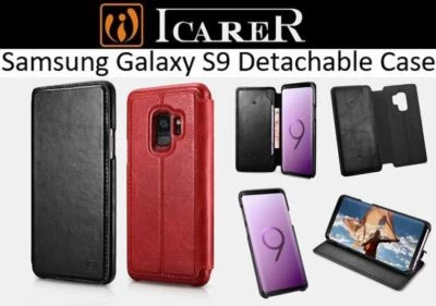 Samsung Galaxy S9 wallet case Genuine Leather Detachable magnetic case By Icarer — 第 1/4 张图片