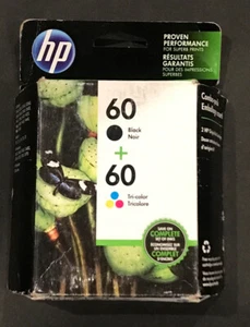 HP 60 Black plus 60 Tri Color Ink Cartridge Combo Pack New Exp March Sep 2019 - Picture 1 of 3