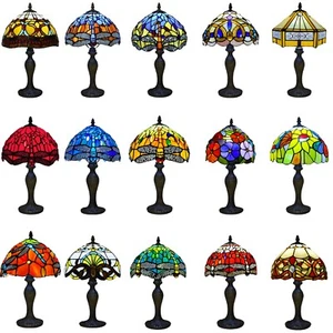 Tiffany Style Table Lamp Stained Glass Handcrafted Art Desk Light Bedside Lamps - Picture 1 of 19