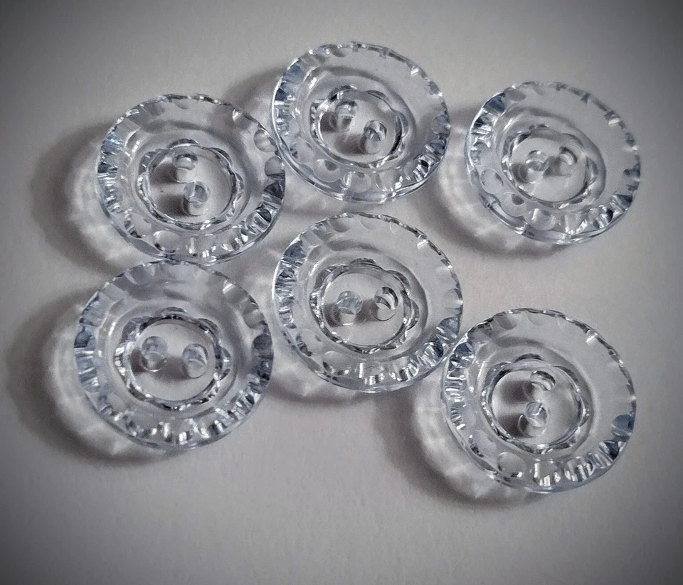 1/2" 2-Hole 'Crystal' Light Blue Craft/Clothing Buttons - Image 1 of 4