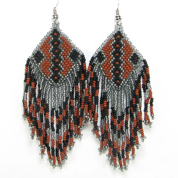NEW HANDCRAFTED BROWN BLACK GREY EARRINGS BEADED FASHION JEWELRY E17/25 - Image 1 of 1