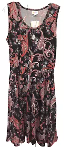 Nuevo con etiquetas Vestido LuLaRoe Mediano Negro Gris Rojo Rosa Paisley Nikki Slinky con Bolsillos - Imagen 1 de 9
