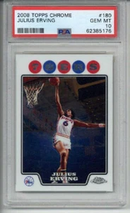 2008 TOPPS CHROME #180 JULIUS DR. J ERVING PHILADELPHIA 76ERS PSA 10 LOW POP - Picture 1 of 2