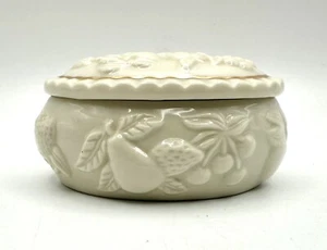 Vintage Lenox Fine China Früchte des Lebens ovale Schmuckschatulle creme mit Goldrand - Bild 1 von 5