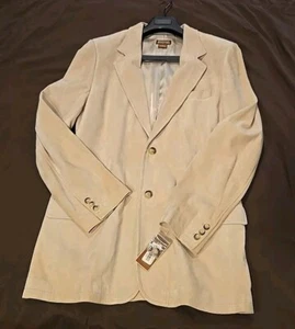 👌 Michael Kors Herren weiche Wildleder Lederjacke Creme $ 600 Neu mit Etikett Größe Large 👌 - Bild 1 von 11