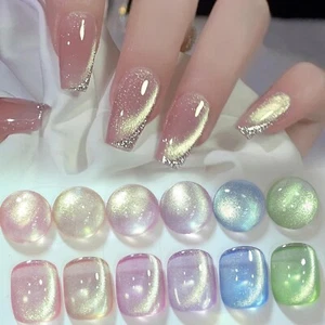 Jelly Glass Cat Eye Gel Polish with Magnet 15ML Holographic Glitter Shimmer Tran - Picture 1 of 31