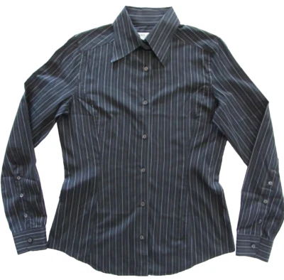 Dolce & Gabbana Mujer Negro Rayas Vestido Camisa Logo Shell Botones 46 Italia/L Foto 1 de 4