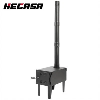 Steel Outdoor Wood Burning Stove for Cooking Hiking with Chimney Pipe Portable - Image 1 of 4