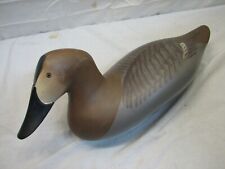 Signed David U 1995 Wooden Canvasback Hen Duck Decoy Hunting Bird DU