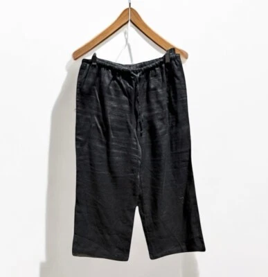 🌻Pantalones de lino informales minimalistas negros Grace Elements talla mediana. Foto 1 de 4