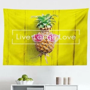 Ambesonne Live Laugh Love Tapestry Pineapple with Sunglasses 60 x 40 wall decor - Picture 1 of 1