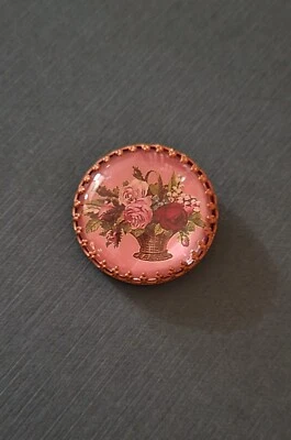 Fabulous Antique Vintage Victorian Picture Of Flowers in Basket Under Glass... - Image 1 of 4