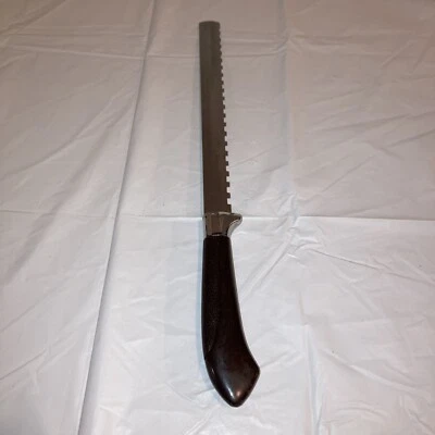 Cuchillo de pan GINSU de colección tallado rebanado hoja de acero inoxidable dentado mango marrón Foto 1 de 4