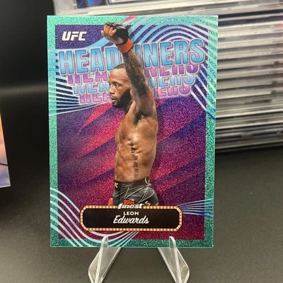 2024 Topps Finest UFC - Headliners Leon Edwards #HDL-4 Aqua Glitter Refractor - Image 1 of 2