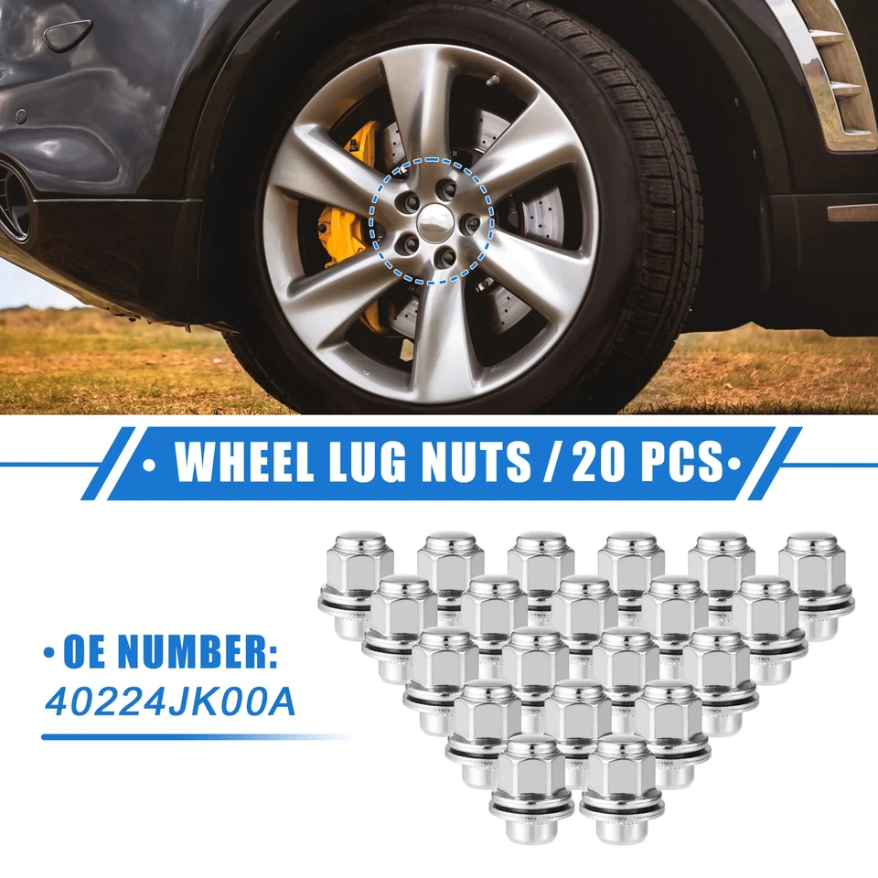 20 Pcs Wheel Lug Nuts Compatible for INFINITI EX35 G25 M12x1.25 Tire Lugnuts - Image 1 of 4