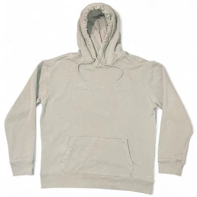 Abercrombie & Fitch Mens L Off White Cotton Pouch Hoodie - Image 1 of 4