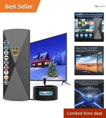 TV Antenna Digital Indoor Outdoor 1200+ Mile Range 4K HD Signal Booster - Image 1 of 4