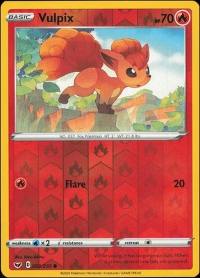 Pokemon - Vulpix #022/202 - SWSH01: Sword & Shield Base Set Reverse Holo - Image 1 of 2
