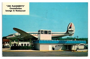 LANGHORNE, PENNSYLVANIA JIM FLANNERY'S CONSTELLATION AIRPLANE LOUNGE POSTCARD - Picture 1 of 2