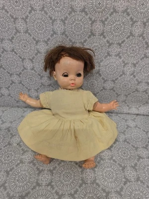 Vintage 10" Ideal Kissin" Thumbelina Doll Pull String w Clothes Blumers READ - Image 1 of 4