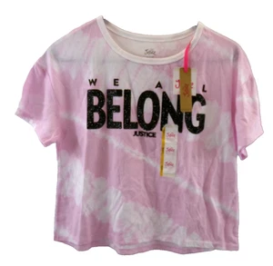 NEW Justice Girls Graphic EDF Boxy Pink Tie Dye Short Sleeve Tee Size L (12/14) - Picture 1 of 11